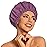 Reusable Shower Cap for Women, Large Waterproof Shower Essentials Bonnet Washable Elastic Band Bath Hair Wrap Hat for Long Hair, Braids(Leather Purple)