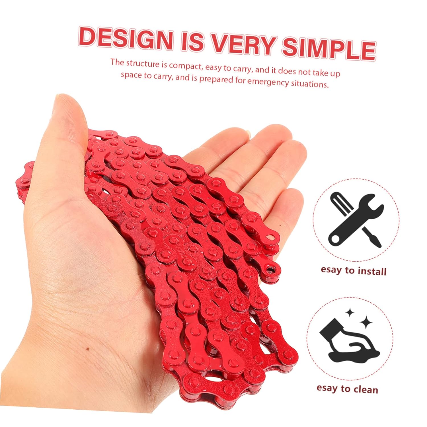 Toddmomy Red Bicycle Chain Single Speed 94-Link Steel Chain for Road and BMX Bike Drivetrain Replacement