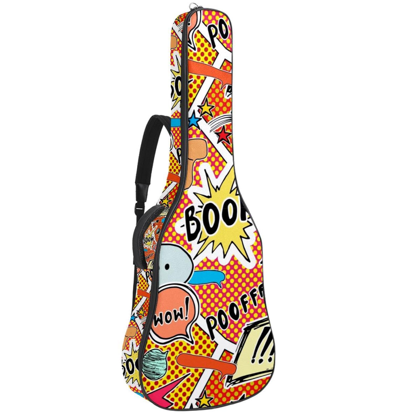 Torba na gitarę akustyczną Wodoodporny plecak na gitary Gruby miękki wyściełany tekst Sztuka Klasyczna obudowa na gitarę, wielobarwny, 42.9x16.9x4.7 in, Organizer do torby