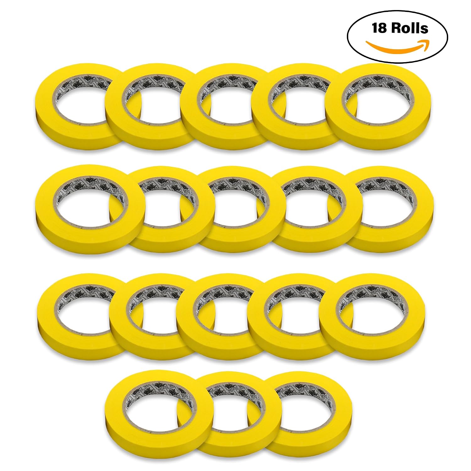 INDASA 1" x 50m Yellow Masking Tape, 18 Case – High-Temp Resistant, Waterproof, No Residue, Waterproof – for Automotive, Industrial, & Painting Applications