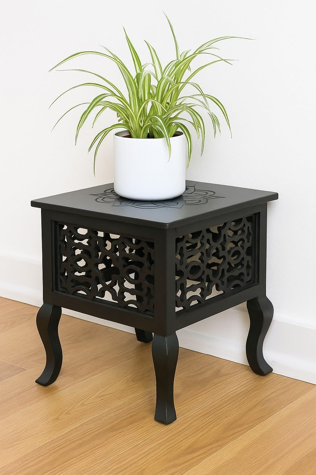 Table for Living Room,Bedroom Furniture Square Top Side End Accent Table (Black) (Black)