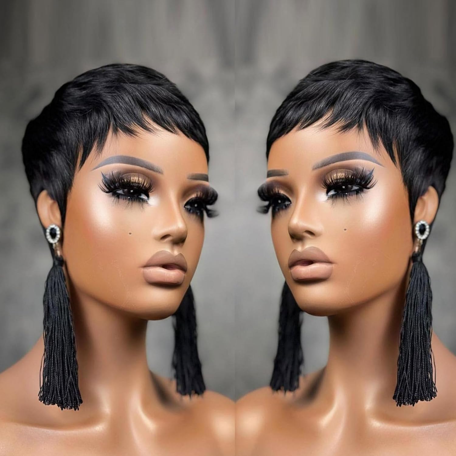 Pixie Cut Wigs for Black Women Human Hair Wigs Short Layered Pixie Wigs for Women Natural Black 1B Color Brazilian Virgin Human Hair Wigs Glueless Full Machine Made Wigs (1b)