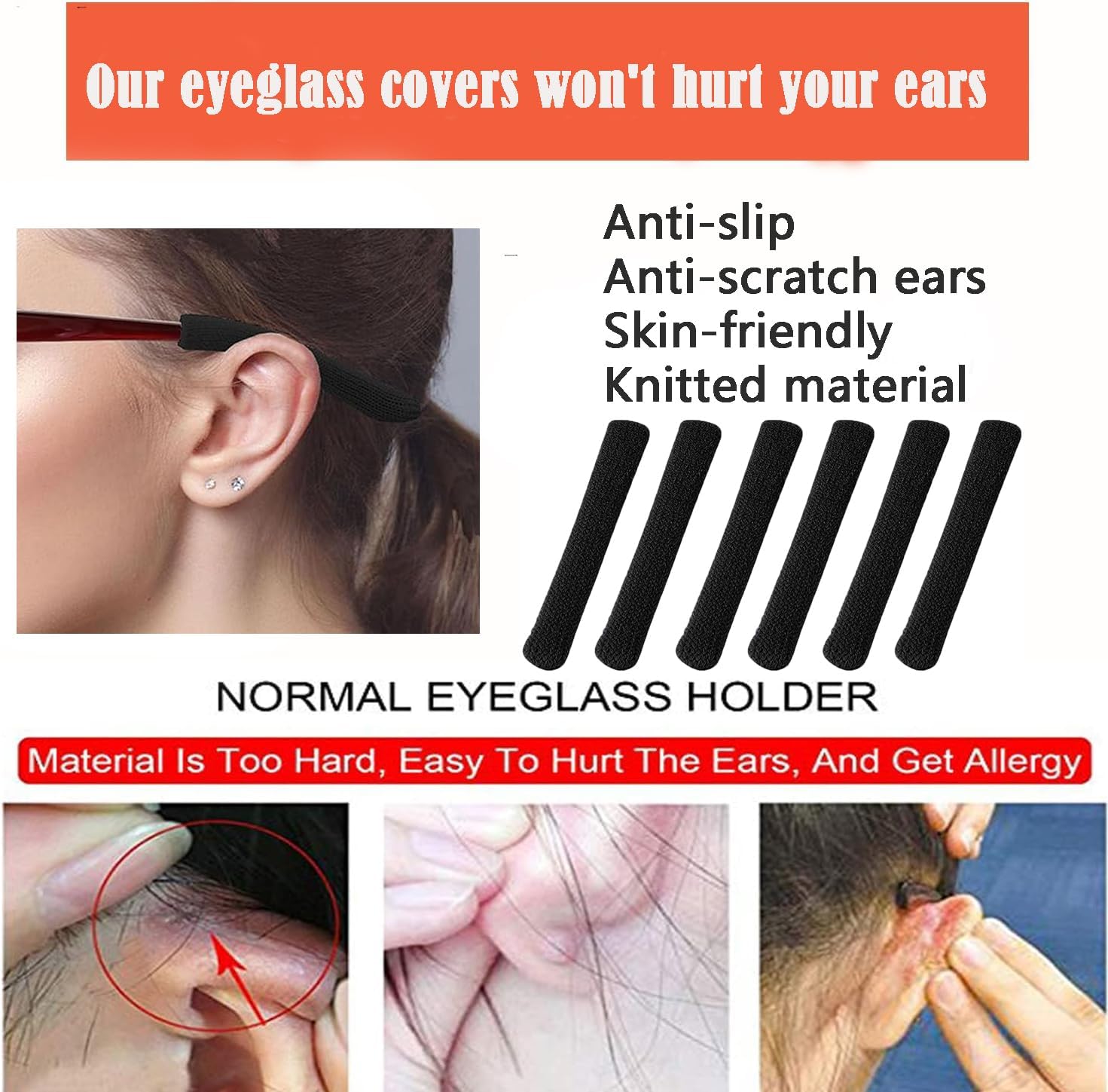 UpinFun Glasses Ear Cushion, Eyeglasses Temple Tips Sleeve Protectors, Eyeglass Ears Behind Guards Ends Arm Covers image 2