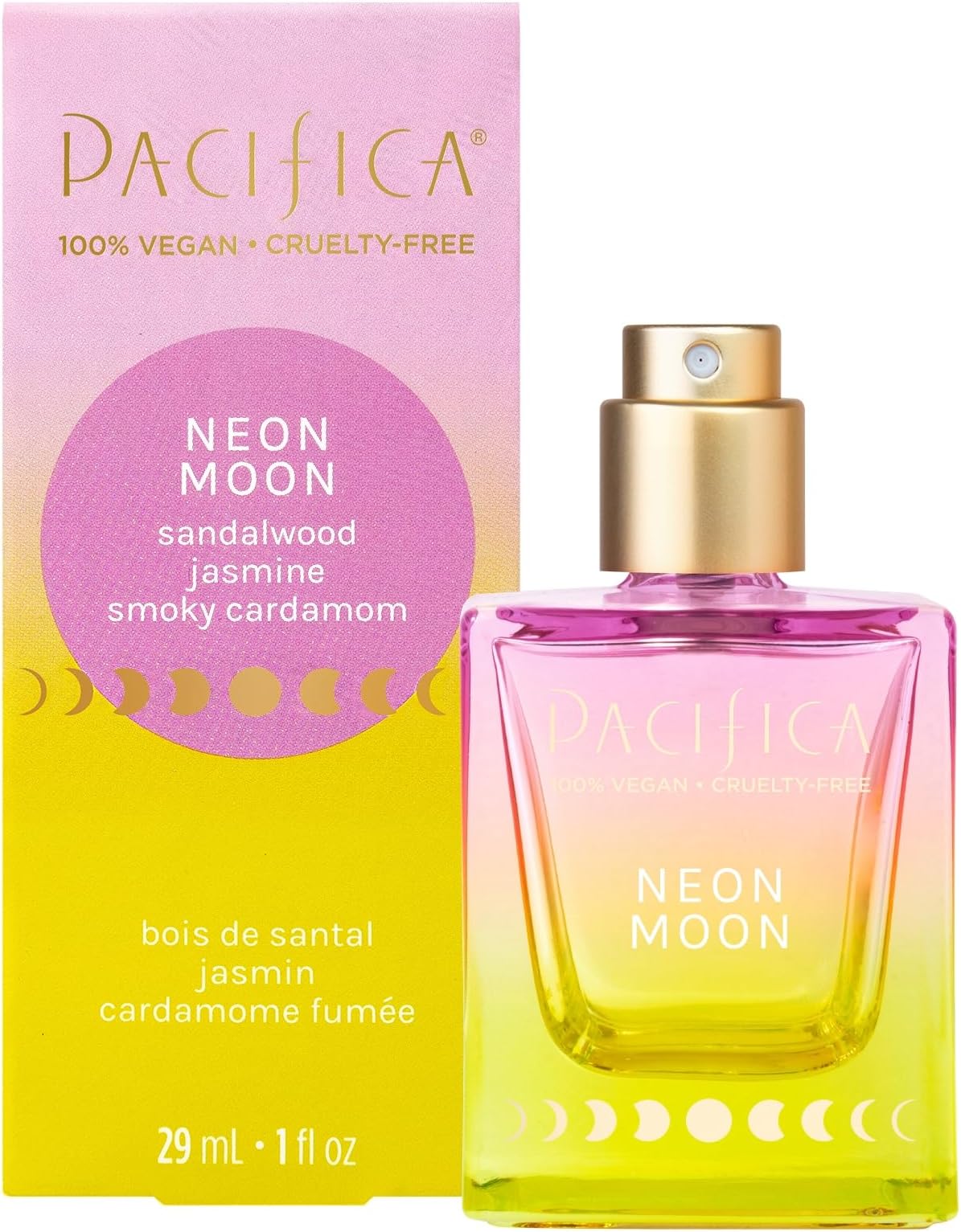 Pacifica Beauty Neon Moon Spray Perfume - Energetic Sandalwood Jasmine Smoky Cardamon - Clean Vegan Eau de Toilette, 1 fl oz