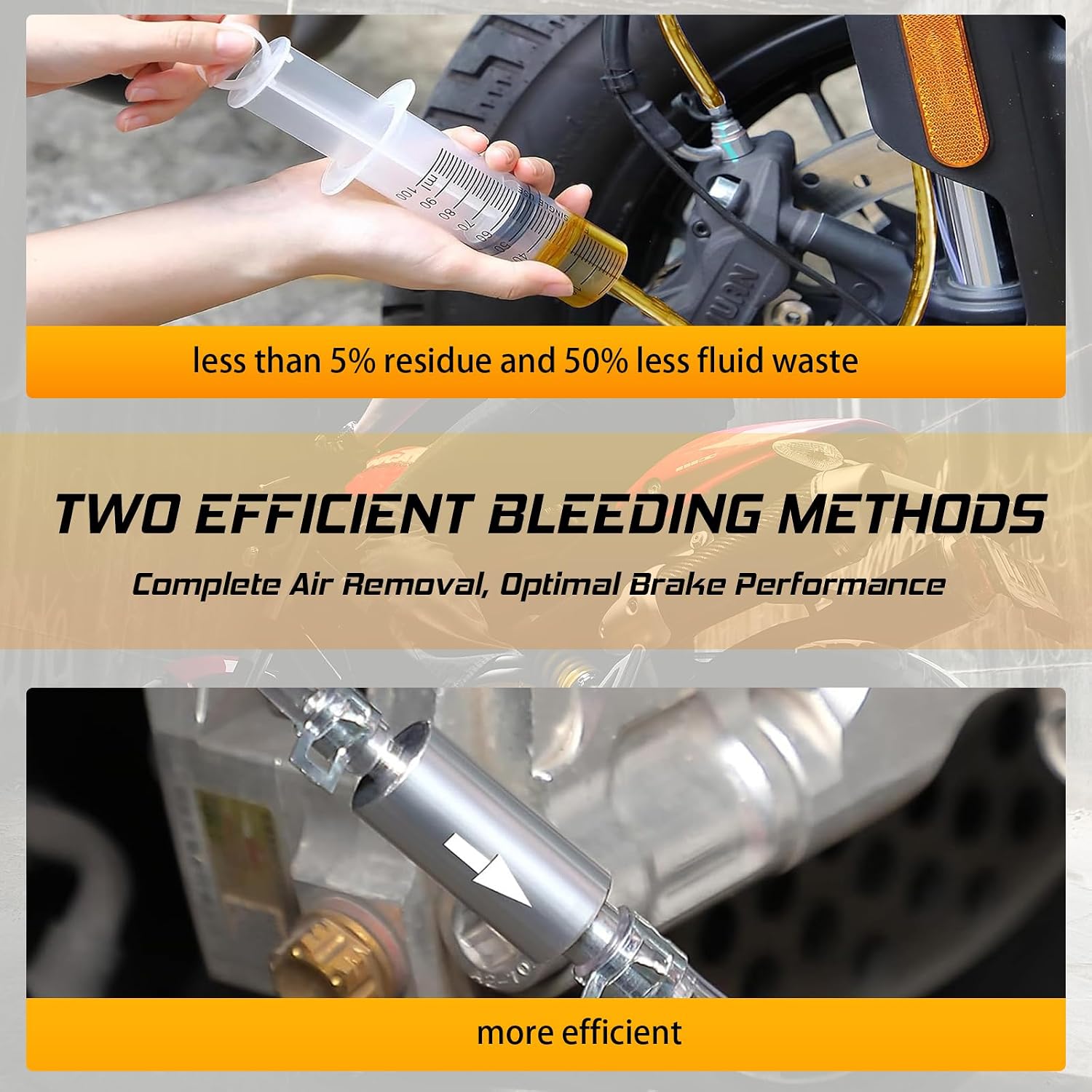 MOTO4U Motorcycle Brake Bleeder Kit, Hydraulic Disc Clutch Bleeding Kit,100ML Syringe with 50cm Hose & One Way Check Valve Tube Bleeding Tool, Motorcycle clutch, Brake Bleeder Tool