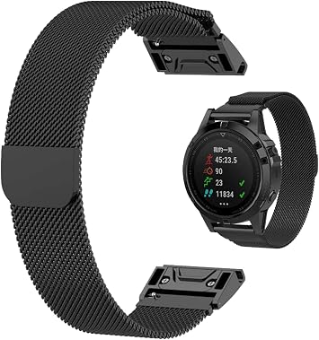 CZKE Magnetic Strap for Garmin 20mm Quickfit Watch Band Color Black, Size Fenix 7S