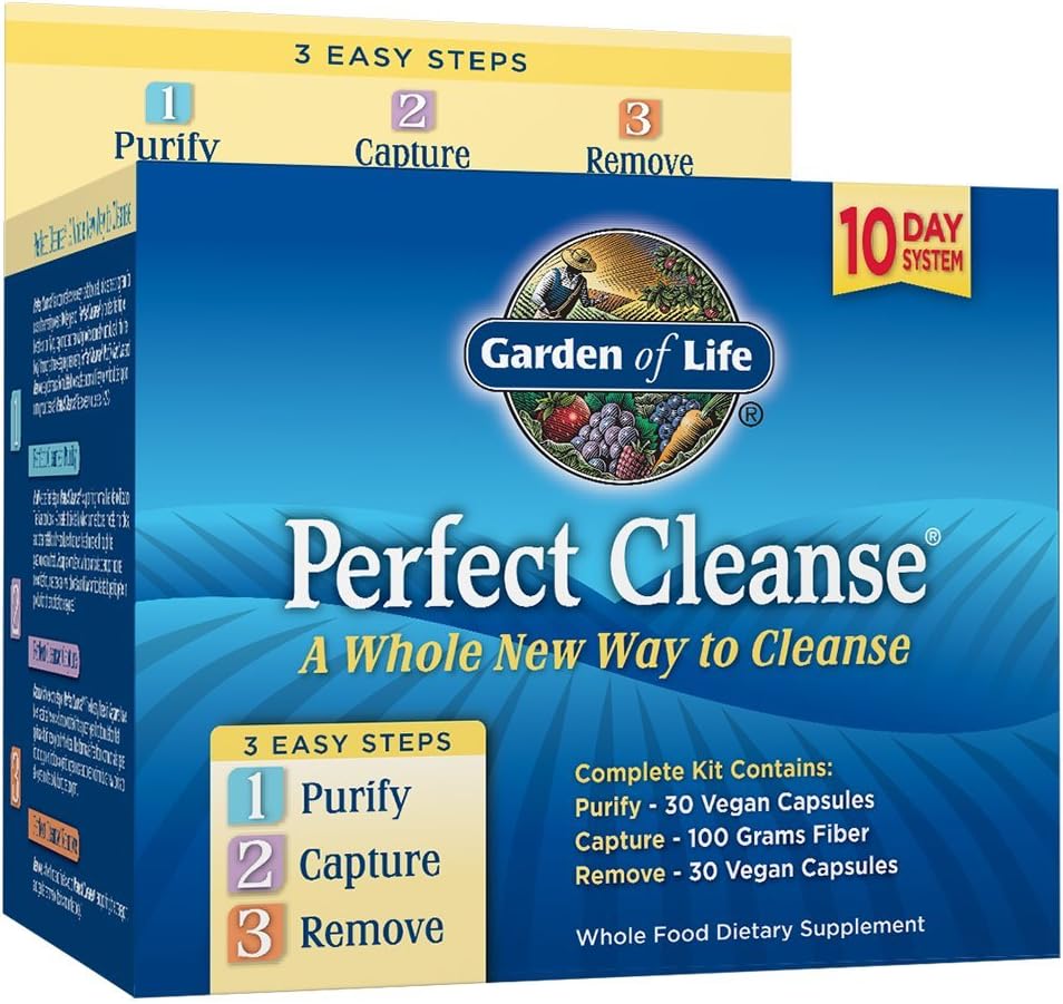 Garden of Life Detox Cleanse with Pills and Powder - Perfect Cleanse Kit with Organic Fiber, Gentle 10 Day Cleanse, Vegan, Gluten Free and Dairy Free