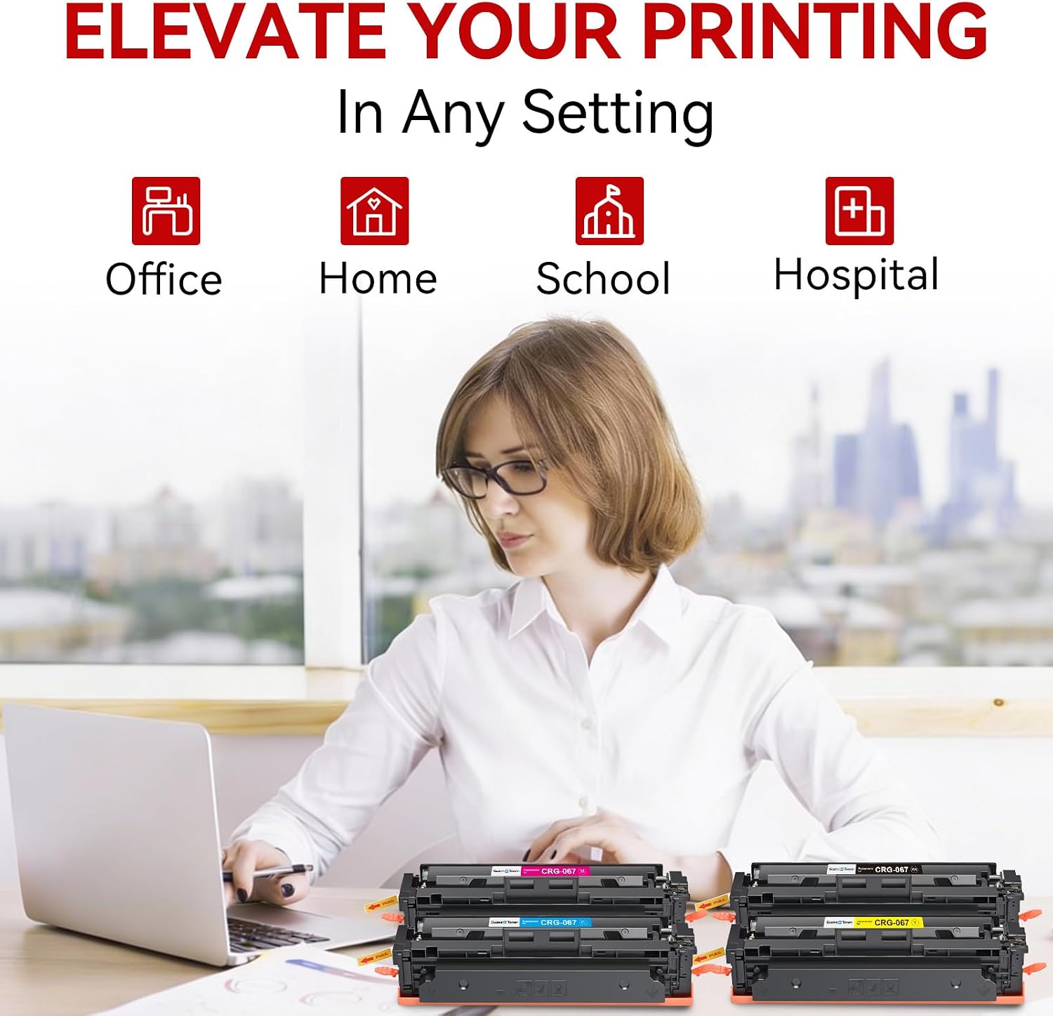 067H 067 Toner Cartridge 4 Pack Set Replacement for Canon 067 067H High Yield, Compatible with Canon Color imageCLASS MF654Cdw MF652Cdw MF653Cdw MF656Cdw LBP633Cdw LBP632Cdw Printers(BK/C/Y/M)