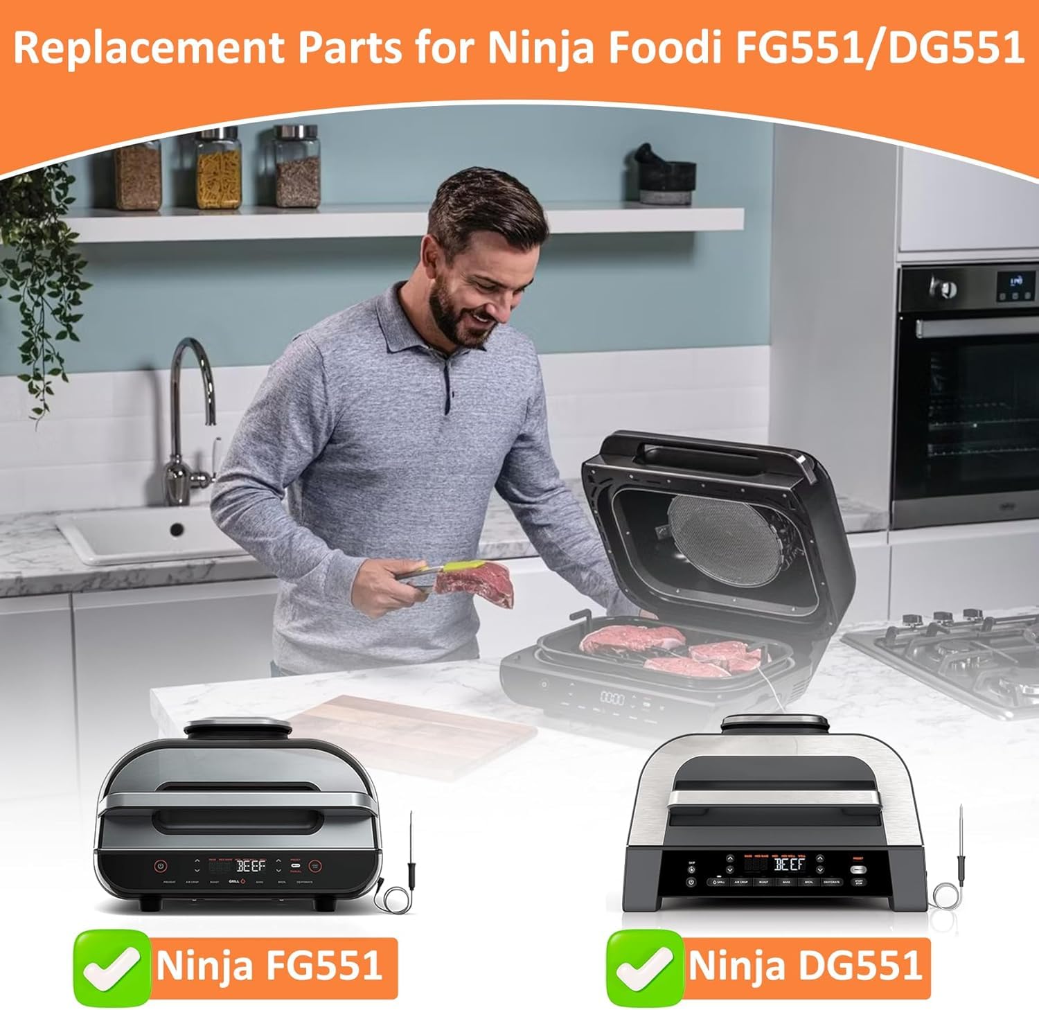 Grill Combo Crisper Basket per Ninja Foodi FG551/DG551 Smart XL Accessori per griglia interna, cestello antiaderente di ricambio per Ninja DG651, accessori per friggitrice ad aria con 100 fodere di