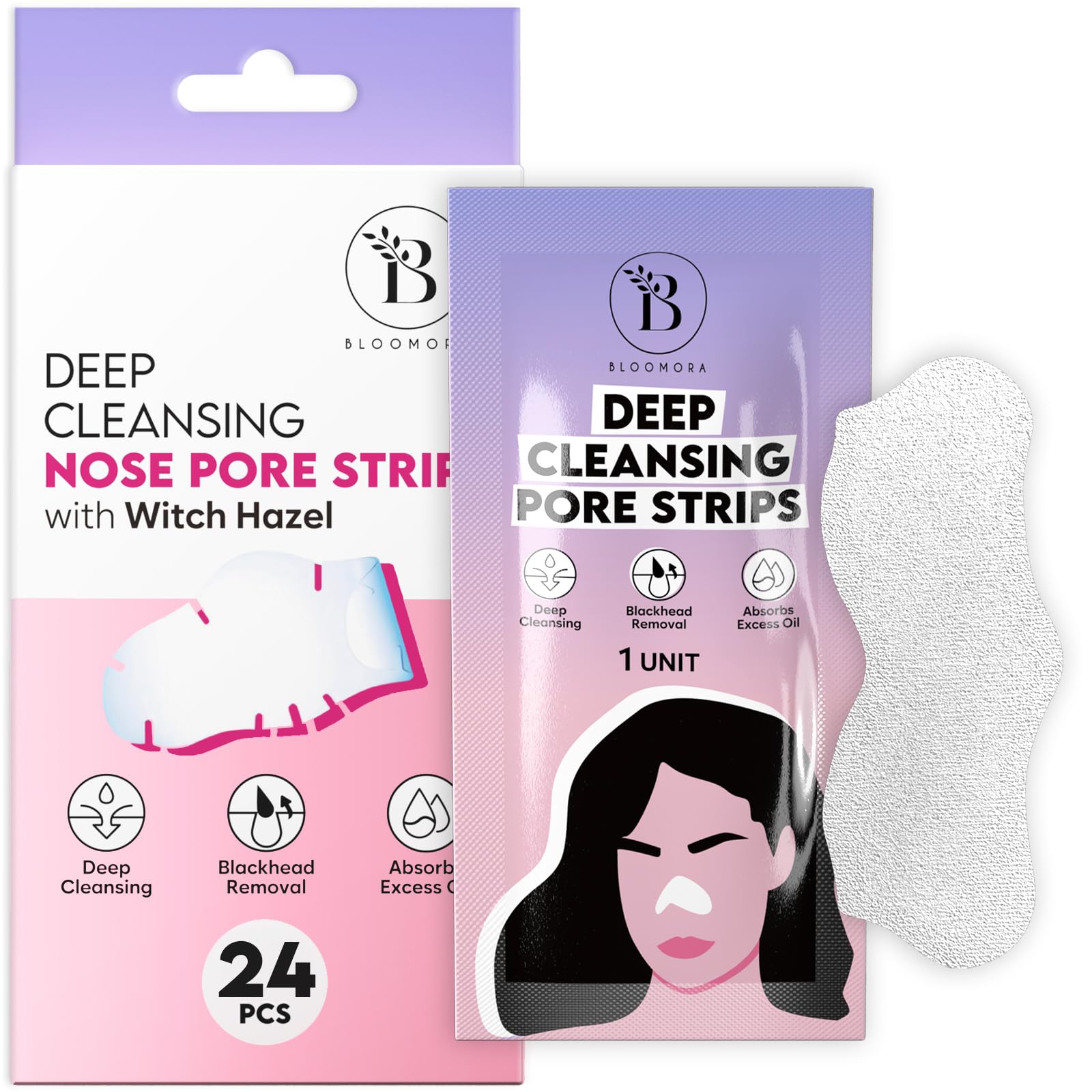 Cerotti Punti Neri Naso – Cerotti per Punti Neri con Amamelide e Niacinamide – Pore Strips per Rimuovere Bianchi e Liberare i Pori (24 Pezzi)