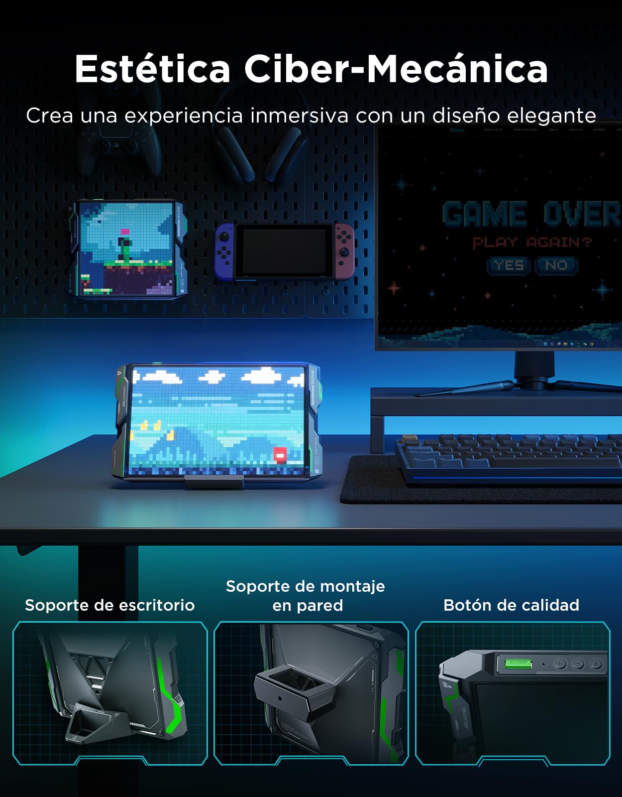 Govee Pixel Light Panel LED para Videojuegos 32 x 32 RGB | Compatible con AI, Función de Bricolaje, 150 Modos de Escena y 10 Modos de Música, 30 fps/s