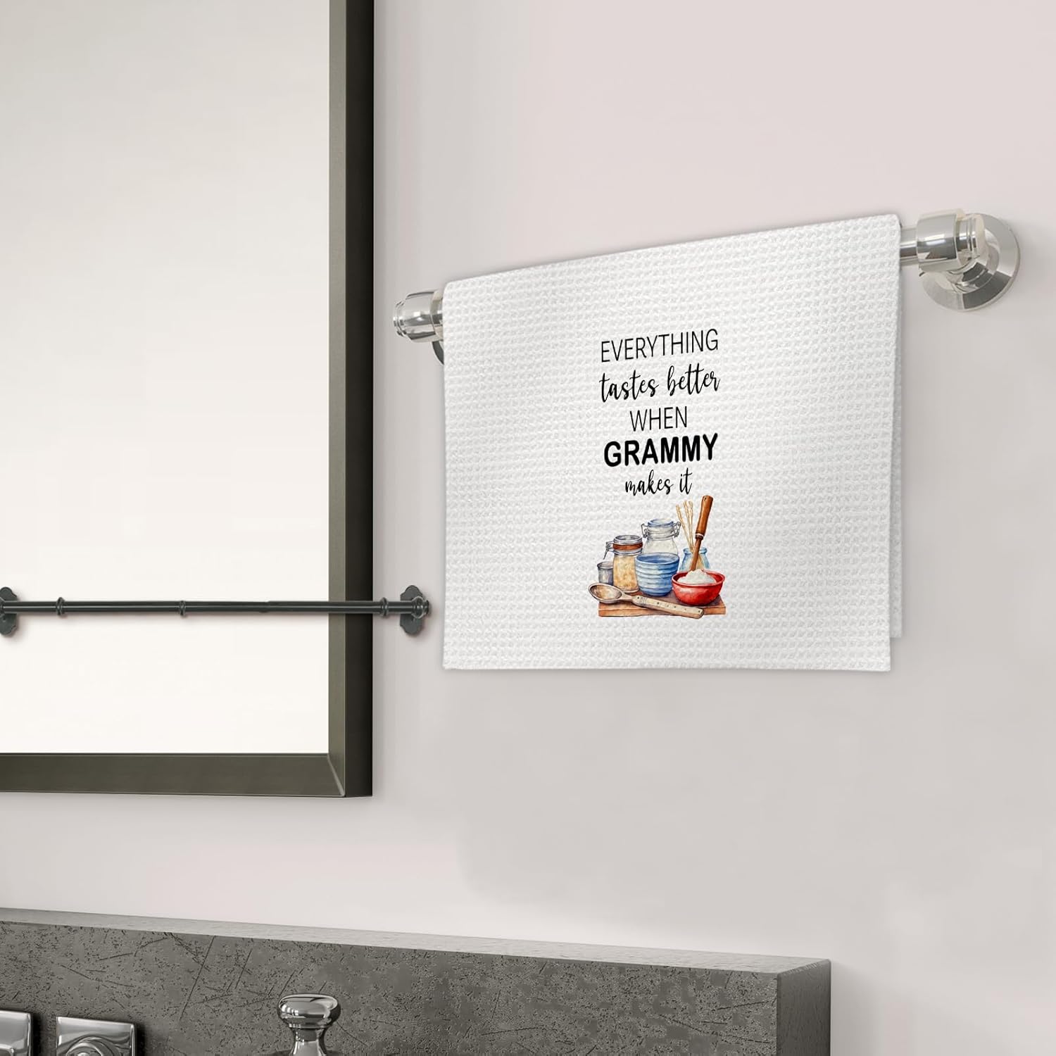 Grammy Gifts Kitchen Towels, Gifts for Grammie Dish Towels, Grammie Gift from Grandkids, Everything Tastes Better When Grammy Make It Decorative Hand Towel for Kitchens (16x24 Inch) - Image 3