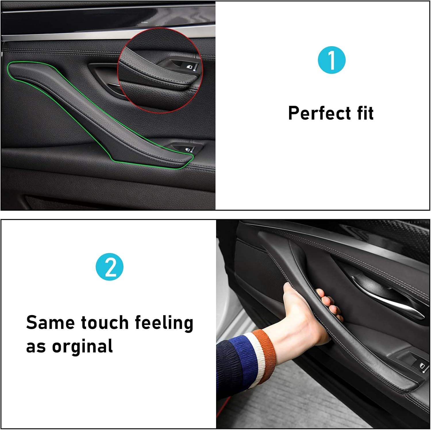 Jaronx Compatible with BMW 5 Series F10 F11 Door Handle Outer Cover, Leather Right Side Passenger Door Handle Outer Cover Replacement Compatible with BMW 520 523 525 528 535 2010-2016