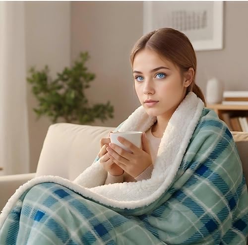 Miniatura 34 de Manta térmica eléctrica de 72 x 84 pulgadas, tamaño matrimonial, tela de franela y sherpa de doble cara, 6 ajustes de calor y 1-10 horas de apagado