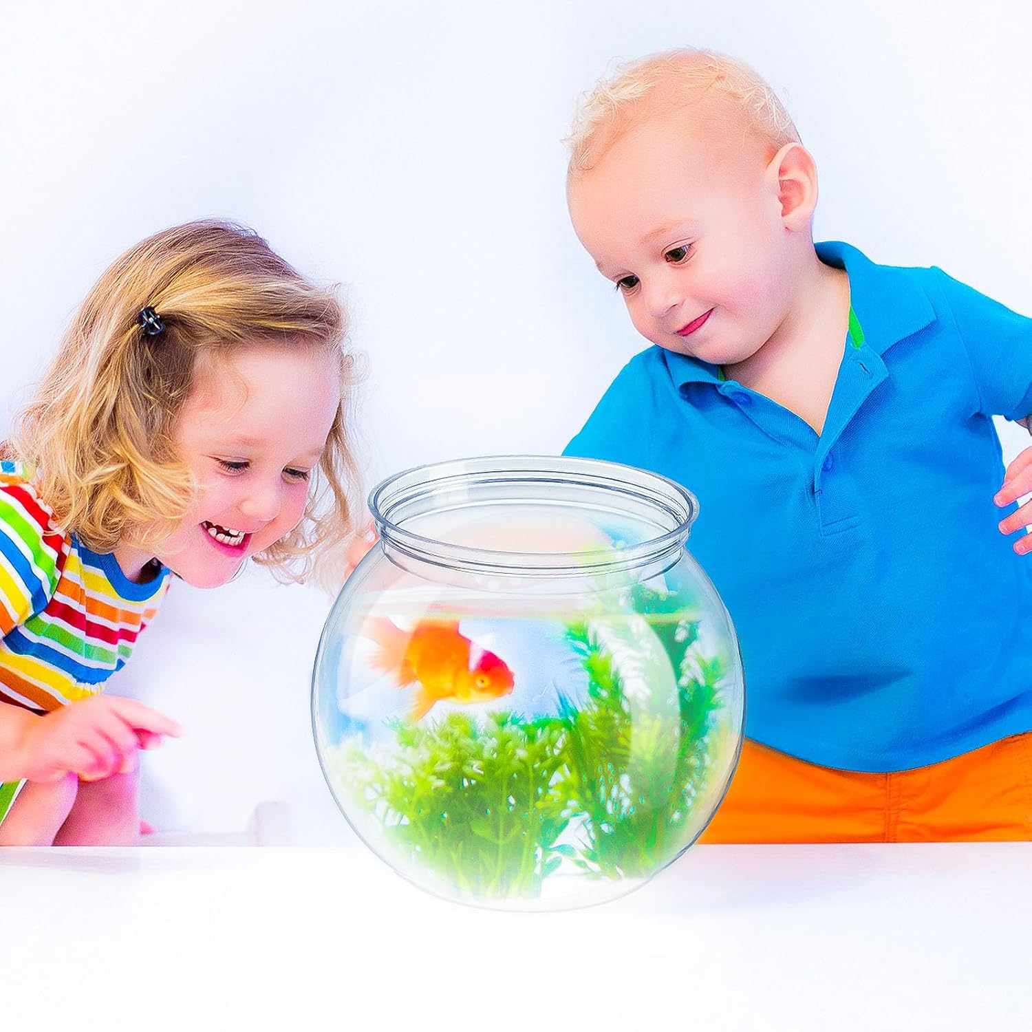 Eccliy 24 Pcs Clear Fish Bowls with Straws Ball Shape Plastic Bowl for Drinks Summer Drink Cups Unbreakable Goldfish Bowl for Christmas Candy Table Centerpieces Party Favors (27 oz)