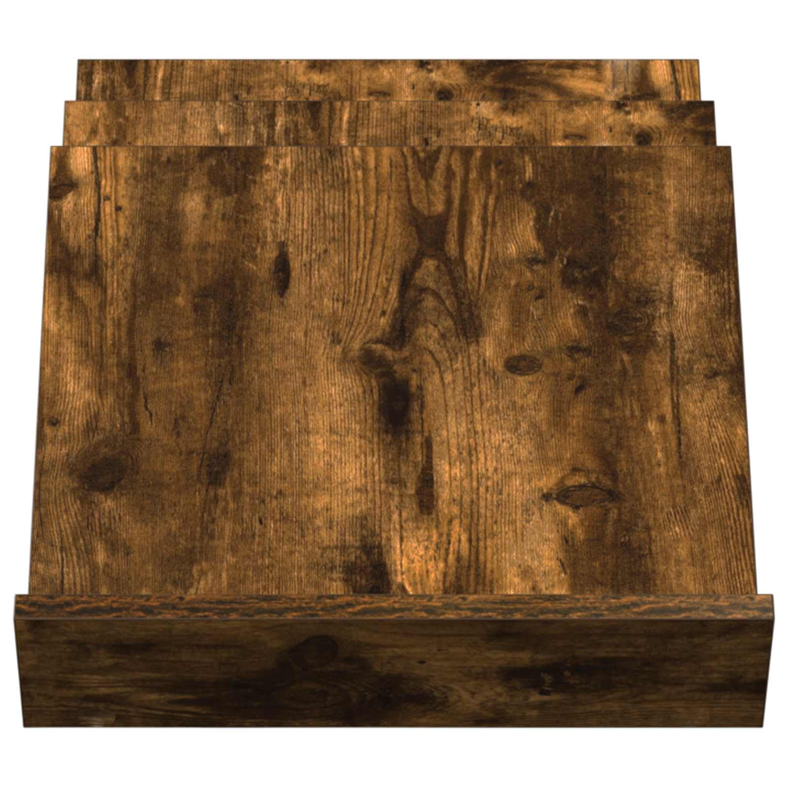 Portariviste in rovere affumicato, 53 x 40 x 28,5 cm, con 3 ripiani, versatile portariviste per soggiorno, ufficio, bagno, conservazione stabile e pratico ripiano