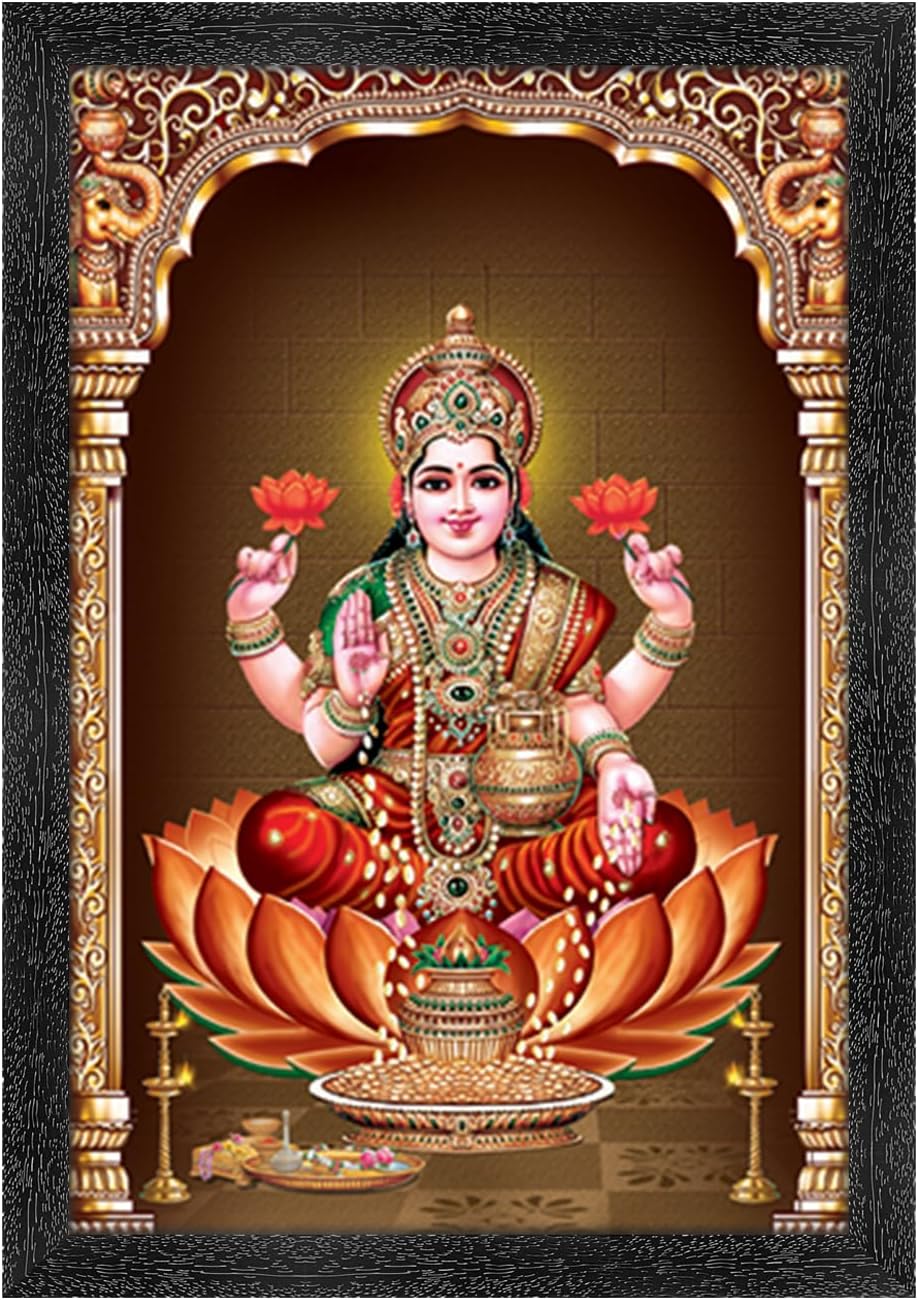 Dharvika Innovations Maa Laxmi paintings for living room, Maa Laxmi painting wall decoration, Maa Laxmi photo frame for wall decoration 2135 (14x20 Inch)