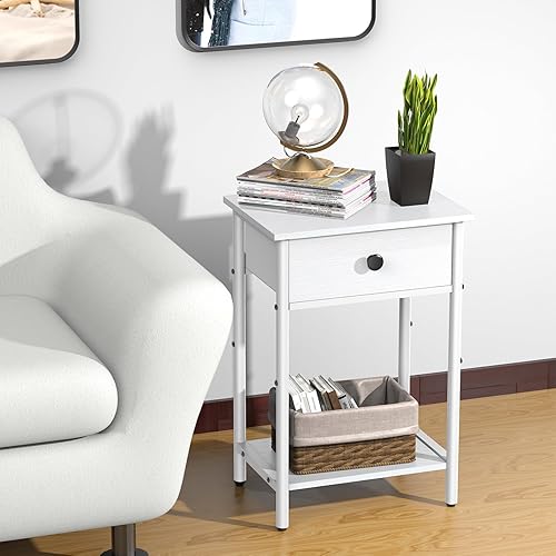 Miniatura 4 de Night Stand Bedside Tables for Small Space End Table with Drawers Side Table Night Stands with Wood Open Storage Shelf, Rustic Side Table for