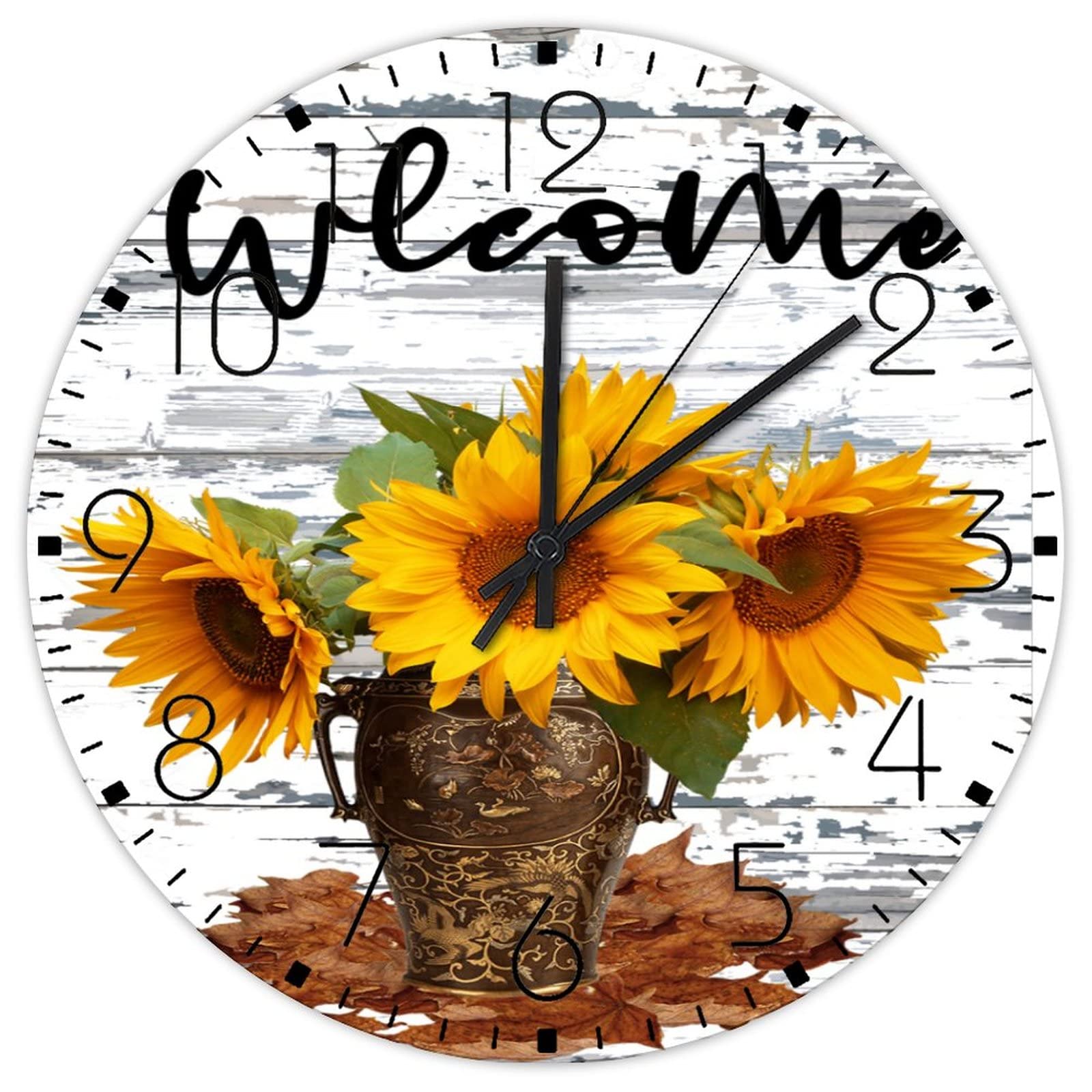 Décoration de café tournesol avec horloge double face suspendue