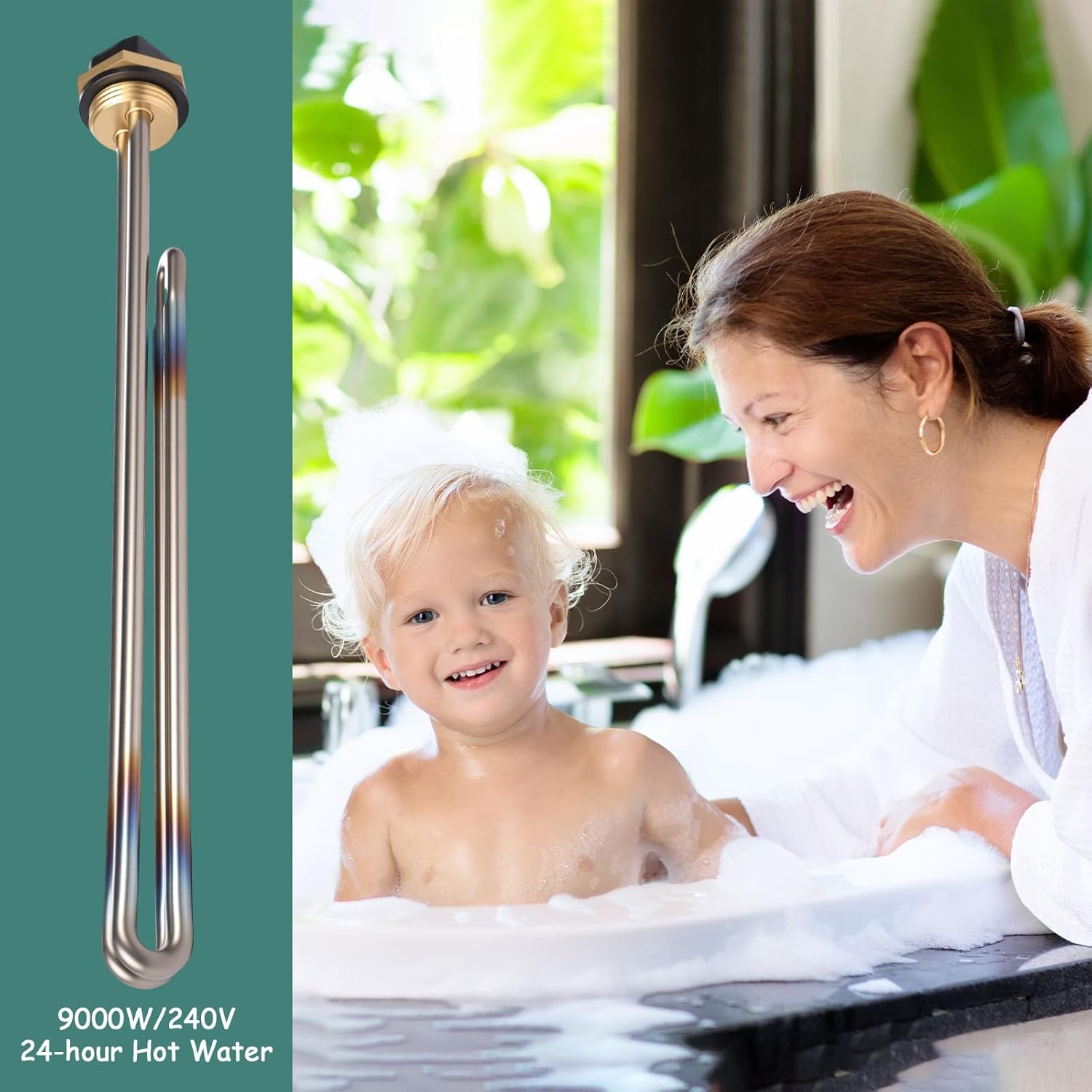 Funrous 3 Pcs Titanium Alloy He 90240 Heating Element Compatible with EcoSmart Eco 18/24/27/36, Eemax He80240 Rc04709024s Sgb-2903 Ha-p004 Ha P005 Electric Tankless Water Heater 9kw 240v Screw-in