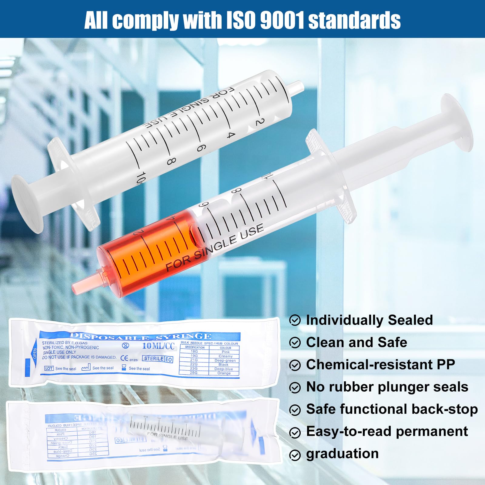 Geiserailie 100 Pcs Plastic Syringe No Rubber Plunger Oral Syringes Without Needle Measuring Luer Slip Tip Syringe for Kids Children Liquids Refilling Scientific Labs(10 ml) (Pack of 4) — Amazon image 5