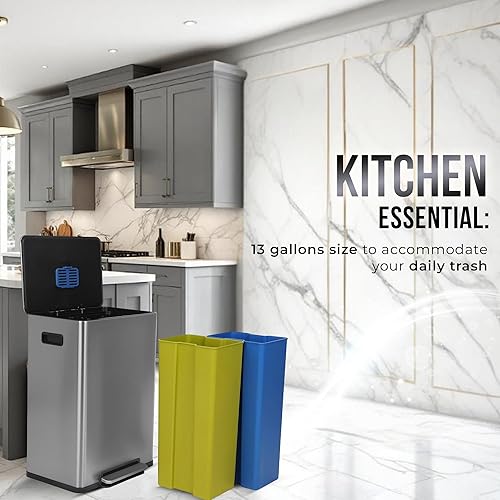 Vista 10 de Simpli-Magic Bote de basura abierto de 65 litros, grado comercial, acero inoxidable