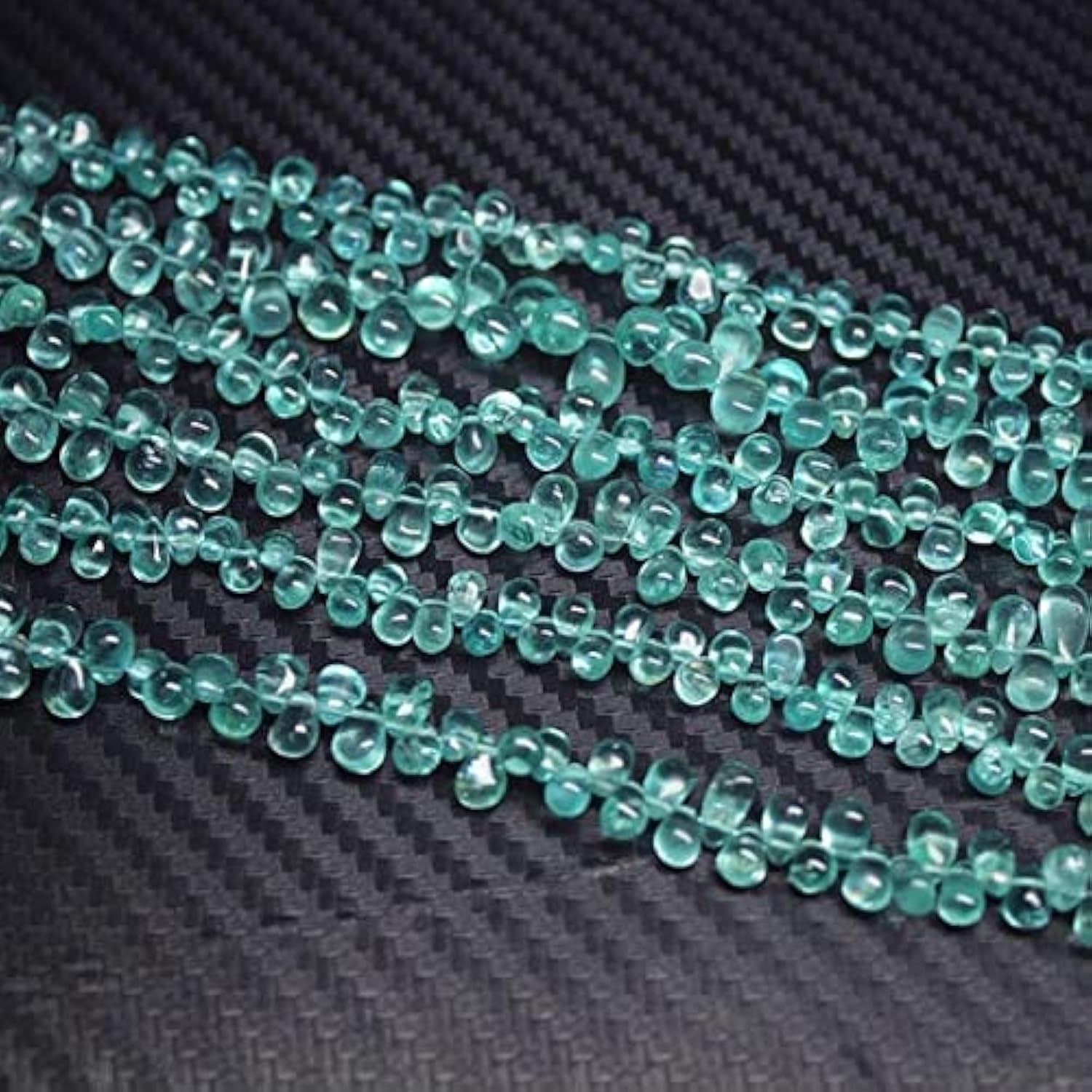 Apatite bleue naturelle en perles gouttes lisses 6-7mm pour création de bijoux