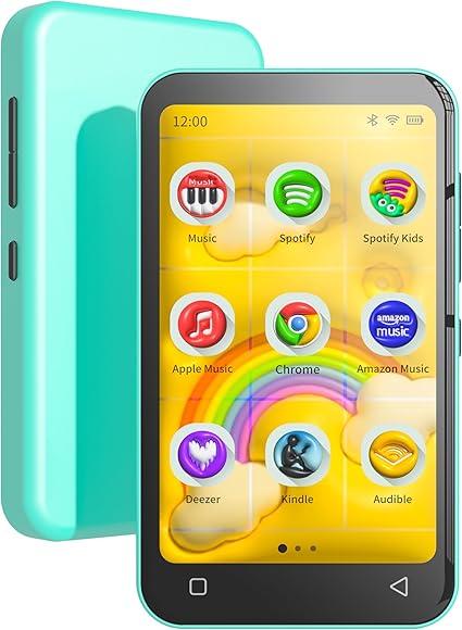 80GB Kids MP3 Player with Bluetooth and WiFi, Parental Controls, Pre-Installed Spotify, Spotify Kids, Audible, TIMMKOO 4" MP4 Player Up to 1TB (Blue)