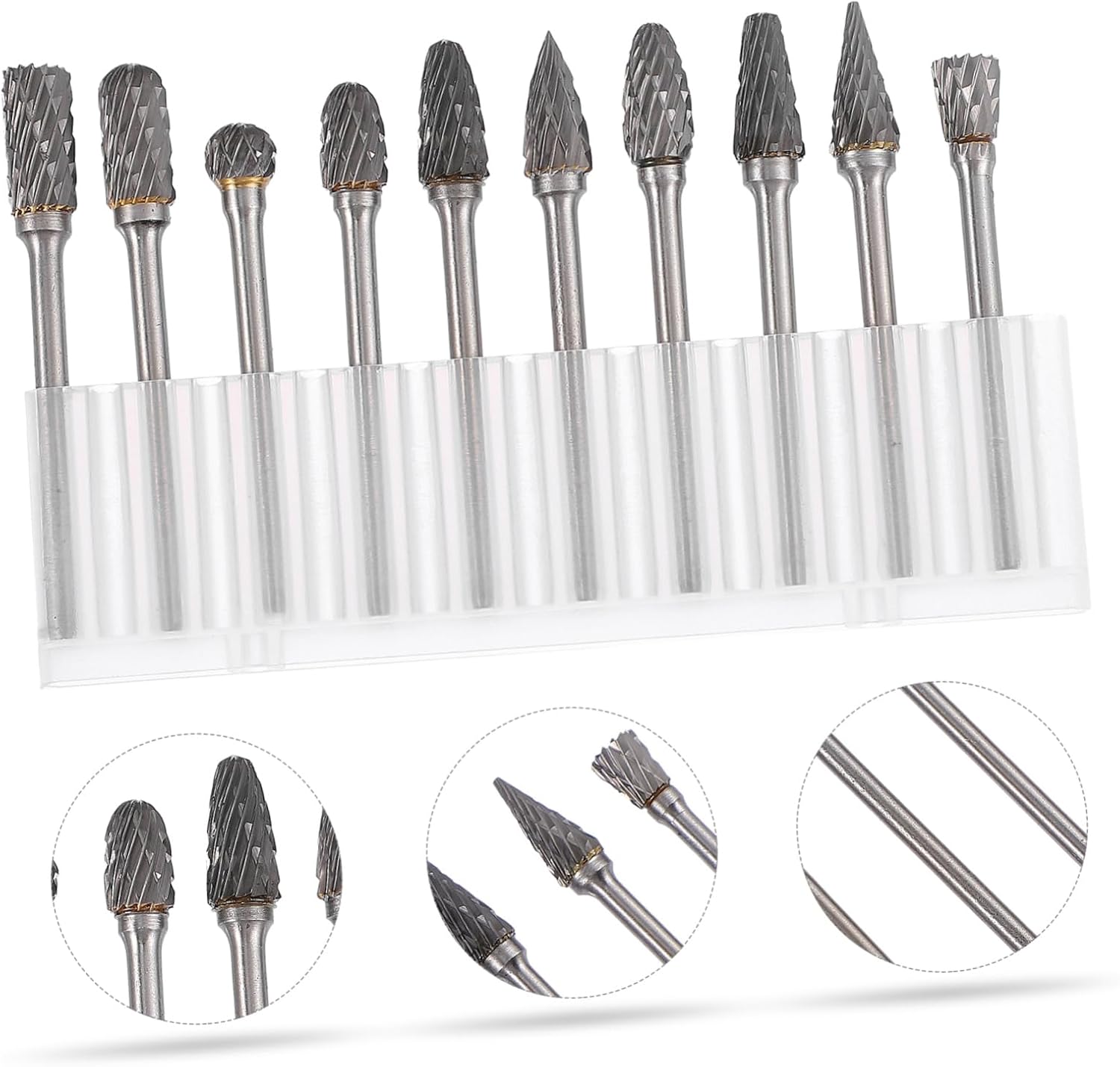 Mikikit 10pcs Rotary Files Crafts Carving Grinding Tools Polishing Rotating Files Tungsten Carbide Burr