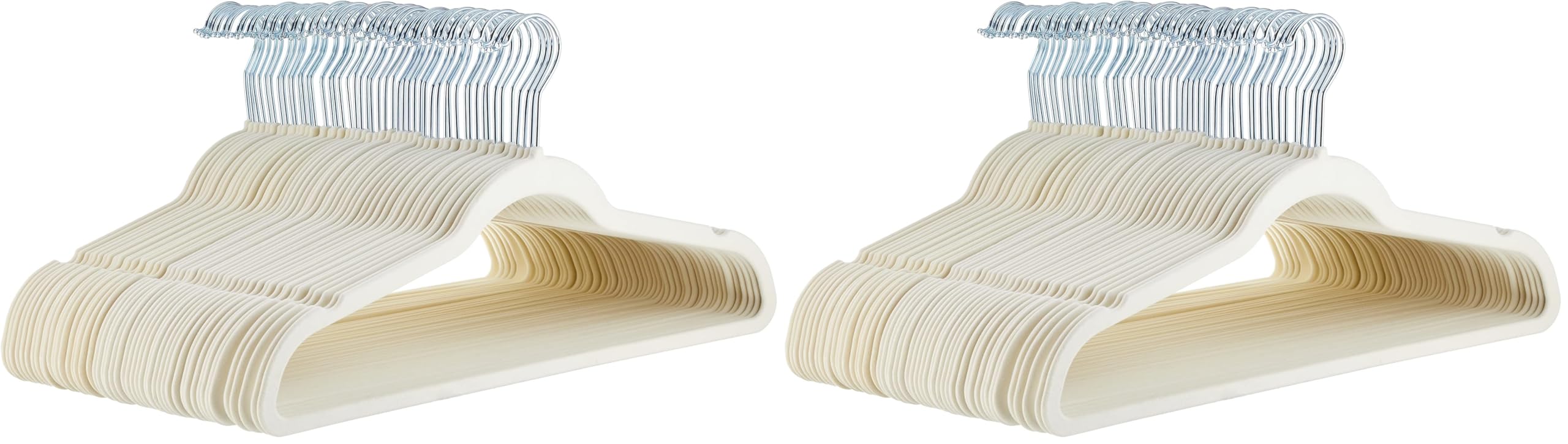 Amazon Basics Schmale und rutschfeste Kleiderbügel für Hemden/Anzug/Kostüm - 50er-Packung, Elfenbeinfarbe (Packung mit 2)
