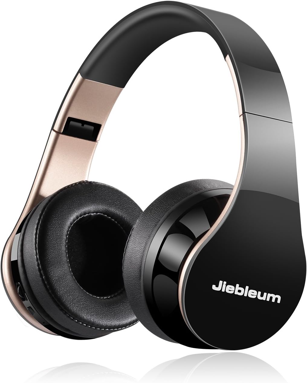 Bluetooth Headphones, Jiebleum Rechargeable Hi-Fi Stereo Foldable Wireless Headphones, Wireless and Wired Mode Over Ear Headphones Support Hands-Free Calling for PC/Cell Phones/TV (Gold)