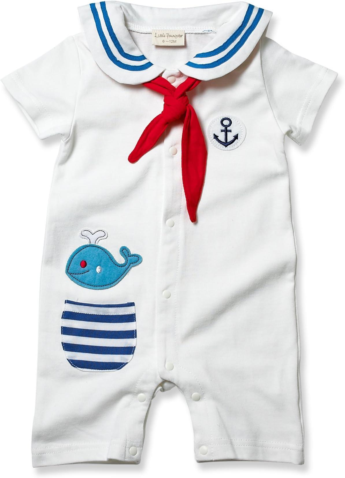 Little Youngster Baby-Boys Infant Whale Sailor Polo Romper with Neckerchief