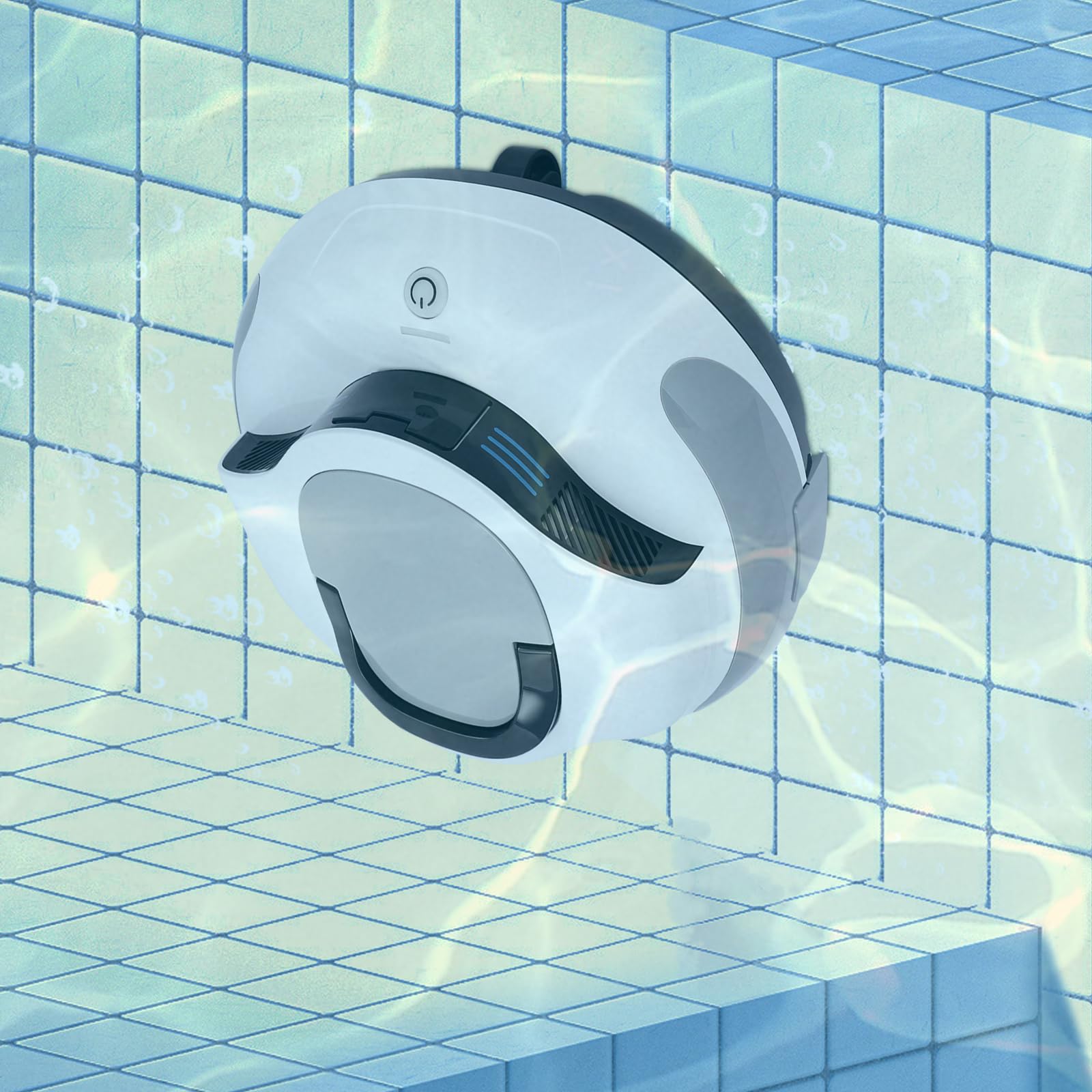 Robot de piscina, aspiradora de piscina con batería de 18 W con batería de 5000 mAh y cargador, duración de 100 minutos, autoservicio, inicio One Touch, limpiador automático de piscinas de hasta 92,9