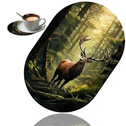 HTTYYTRYT Mouse Pad, Computer Mouse Pad, Portable Office Non-Slip Rubber Base Wireless Mouse Pad, Laptop, Games, Office and Home, Forest Elk