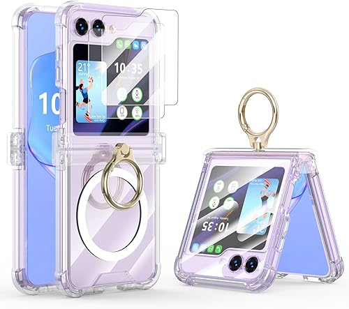 Miniatura 24 de DAKORIE Funda para Samsung Galaxy Z Flip 6 con protección de bisagra, paquete de 2 protectores de pantalla de vidrio templado para Samsung Galaxy Z