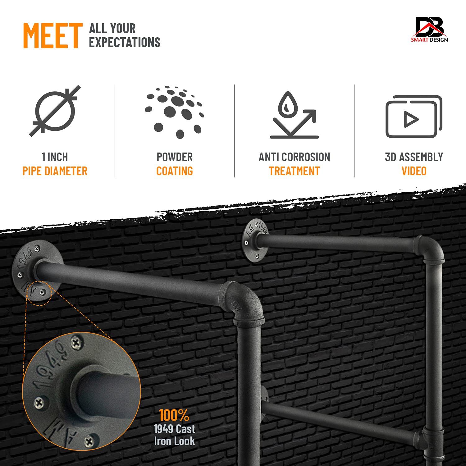 Shelving Brackets Pipe Shelves for Wall 3in1 Industrial Pipe Shelving