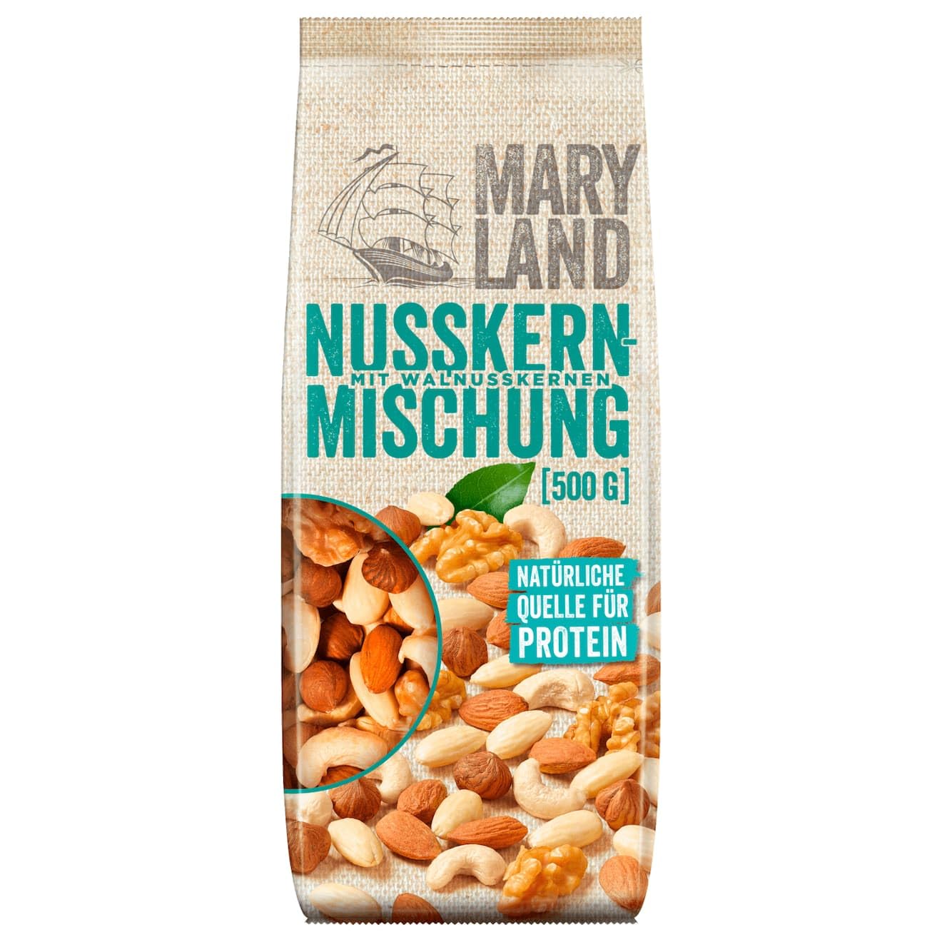 Maryland Nusskernmischung 500g Vorratspackung – Nusskernmischung naturbelassen, vegan, frei von künstlichen Aromen, ohne Zusatzstoffe – Im Großbeutel genießen (1 x 500g)