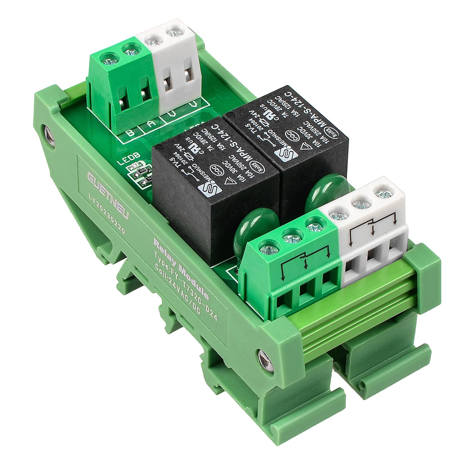 Snapklik.com : GUETNEU Relay Board, 2 Channel 1 SPDT DIN Rail Mount 24V ...