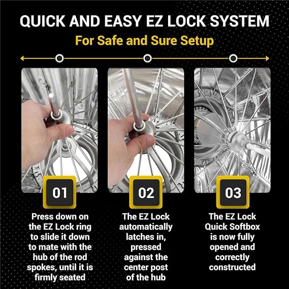 Glow EZ Lock 20 Deep Parabolic Quick Softbox, 16-Sided Parabolic Softbox Opens Up and Closes Down 'Umbrella' Style, this Bowens Mount Softbox with Quick Speedring Swap is an Ideal Speedlight