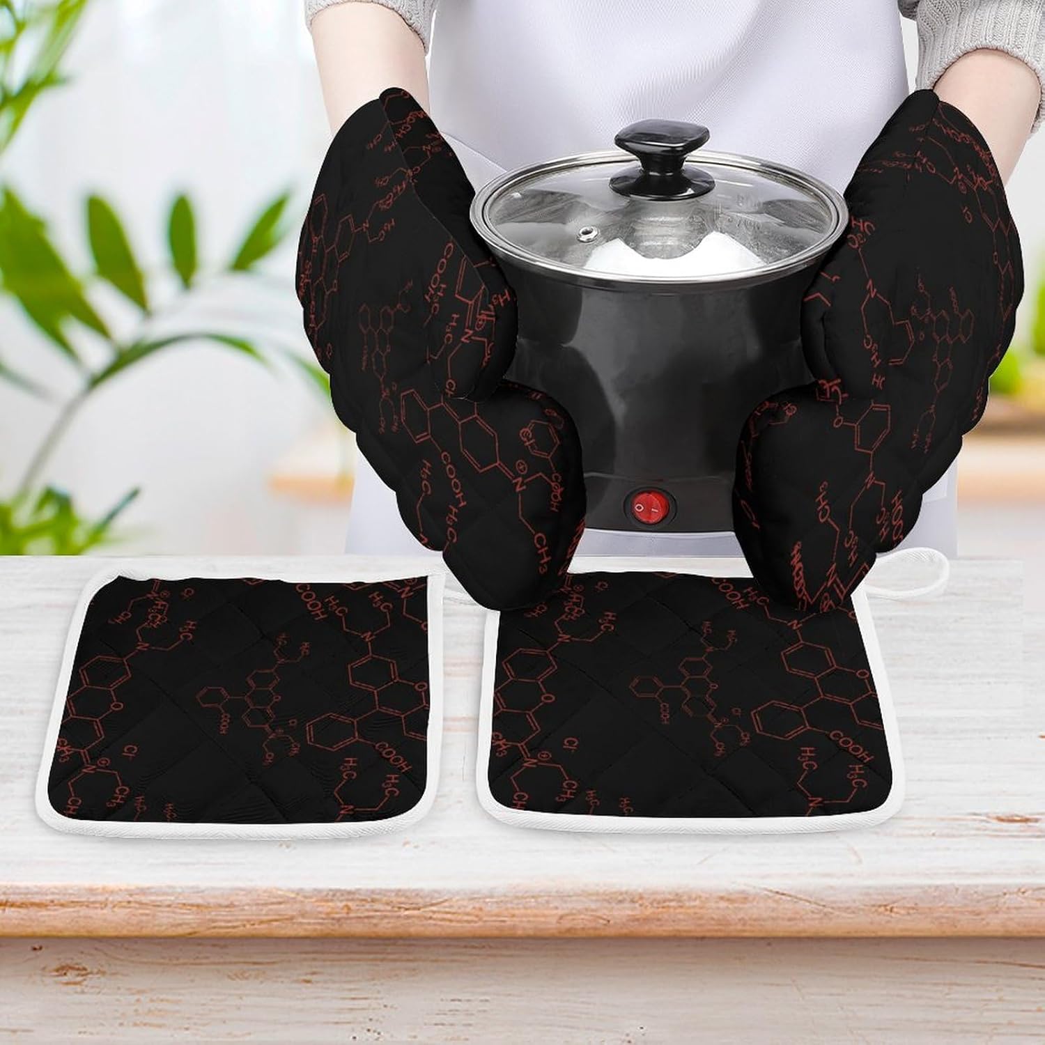 Cocaine Formula Oven Mitts and Pot Holders 4 Pcs Set Surface for Baking and Cooking