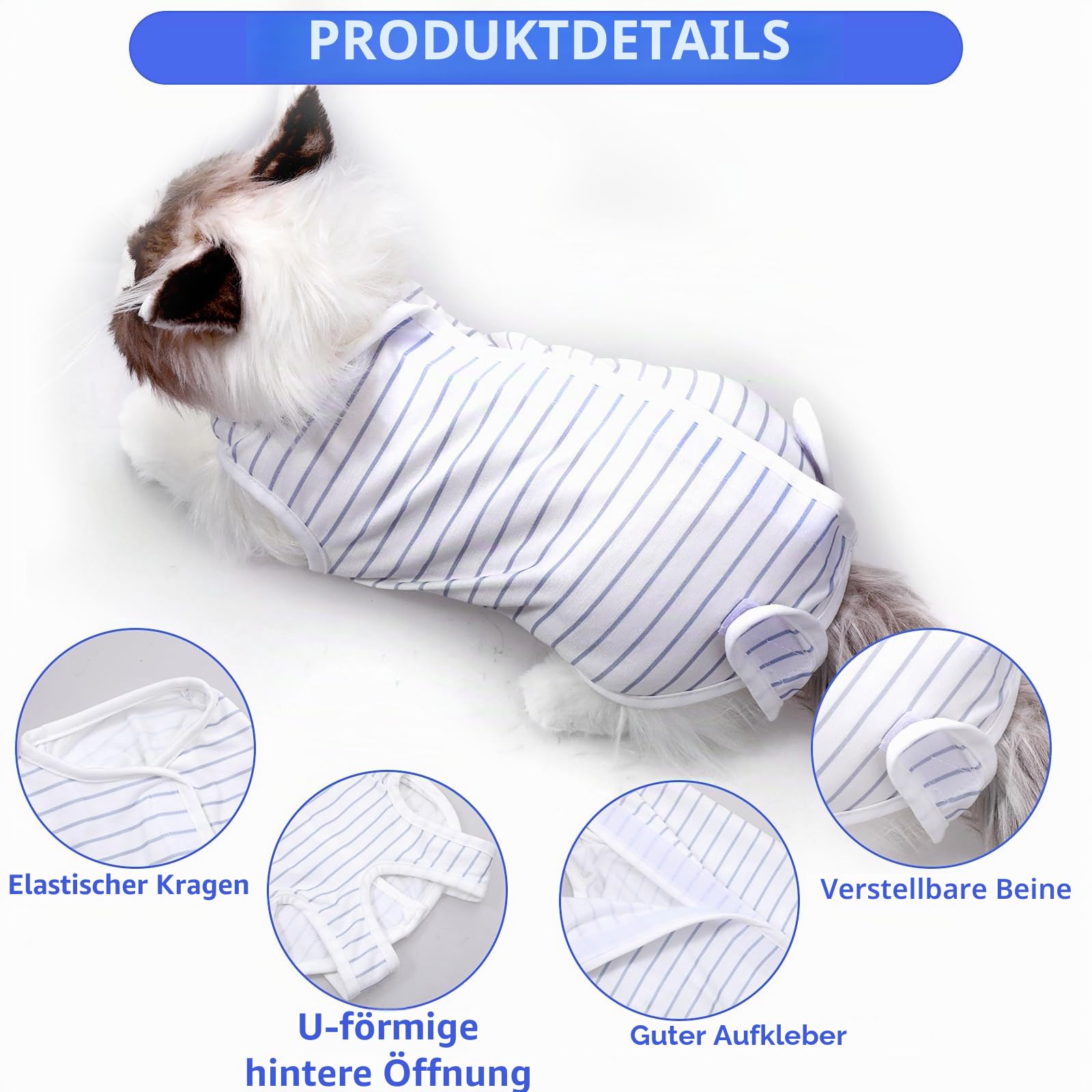 cobee Professioneller Katzen Erholungsanzug für Bauchwunden oder Hautkrankheiten, Erholungsanzug weicher Kragen Kegel Alternative für Katzen (Größe M)
