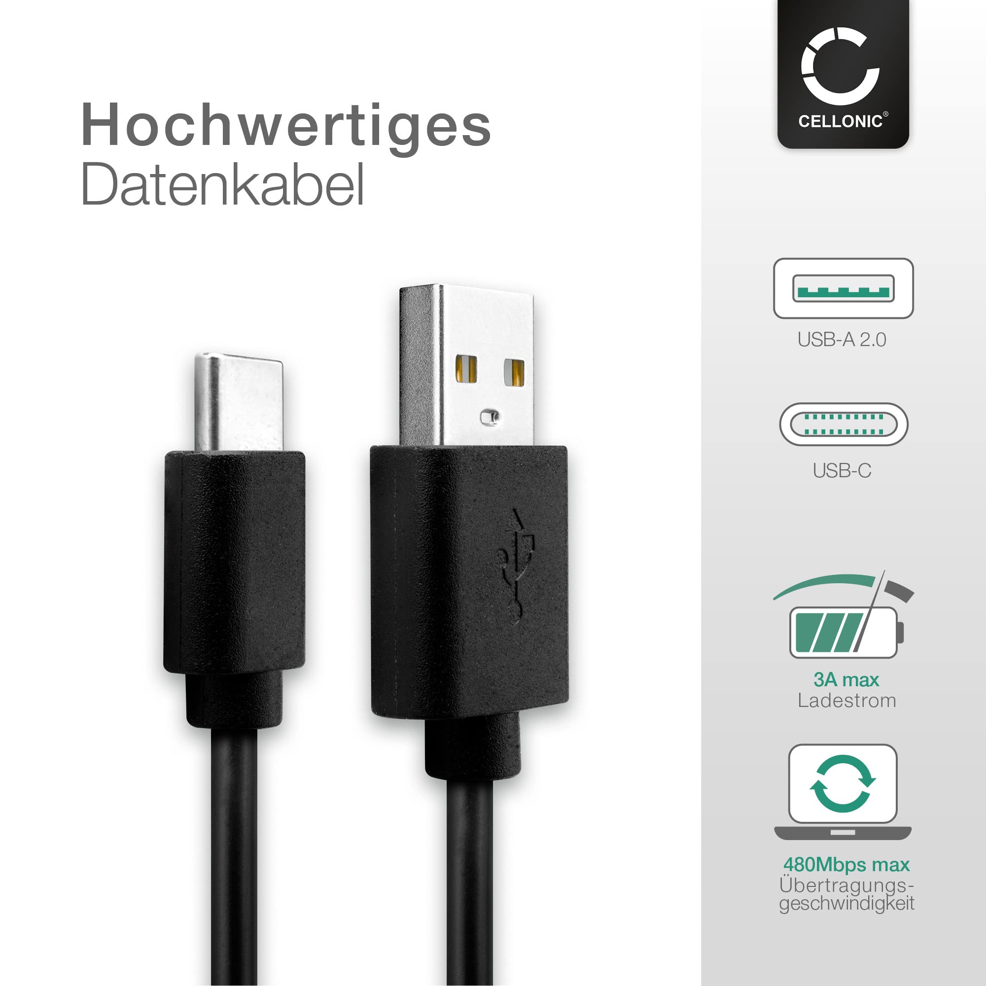 CELLONIC USB-C Kabel Für Insta360 Kameras – 3A, 1m, Daten & Laden – Kompatibel Mit X3, One X2, GO, One R
