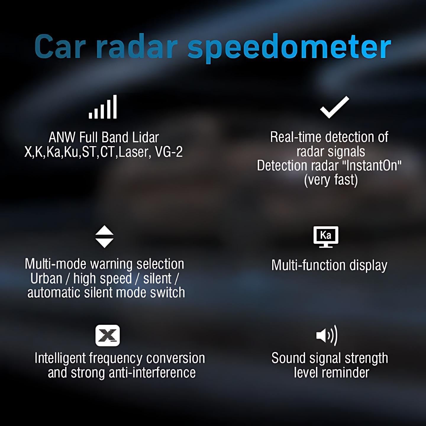 RAD1000 Police Laser/Radar Detector for Cars with Led Display,X/K/Ka/KU/ST/CT Band & Laser Detection,Long Range Detection,Mute Memory, City & Highway Modes,VG-2 Immune,Ideal Gifts