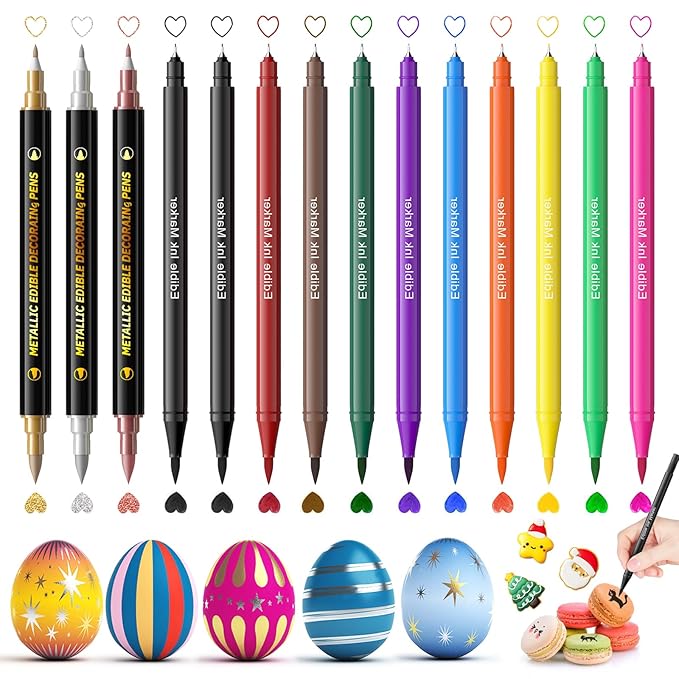 Jewem Edible Markers for Cookie Decorating,14 Pcs Ultra Fine Tip(0.5mm)