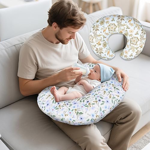 Miniatura 5 de Paquete de 2 fundas de almohada de lactancia, algodón suave y transpirable, se adapta a almohadas de lactancia estándar, lavables e hipoalergénicas