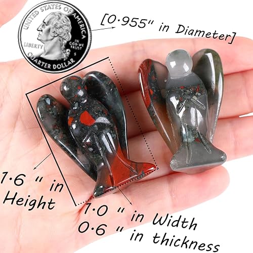 Miniatura 2 de QINJIEJIE Cristales de sangre africanos, decoración de ángel de la paz, estatua de ángel de la paz, piedra de la guarda, piedras preciosas talladas