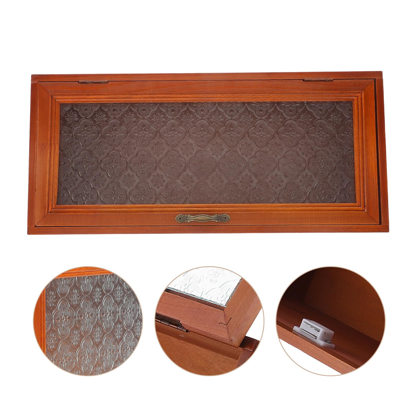 BESTOYARD Scatola Organizer da Tavolo in Legno Vintage Finestra in Vetro