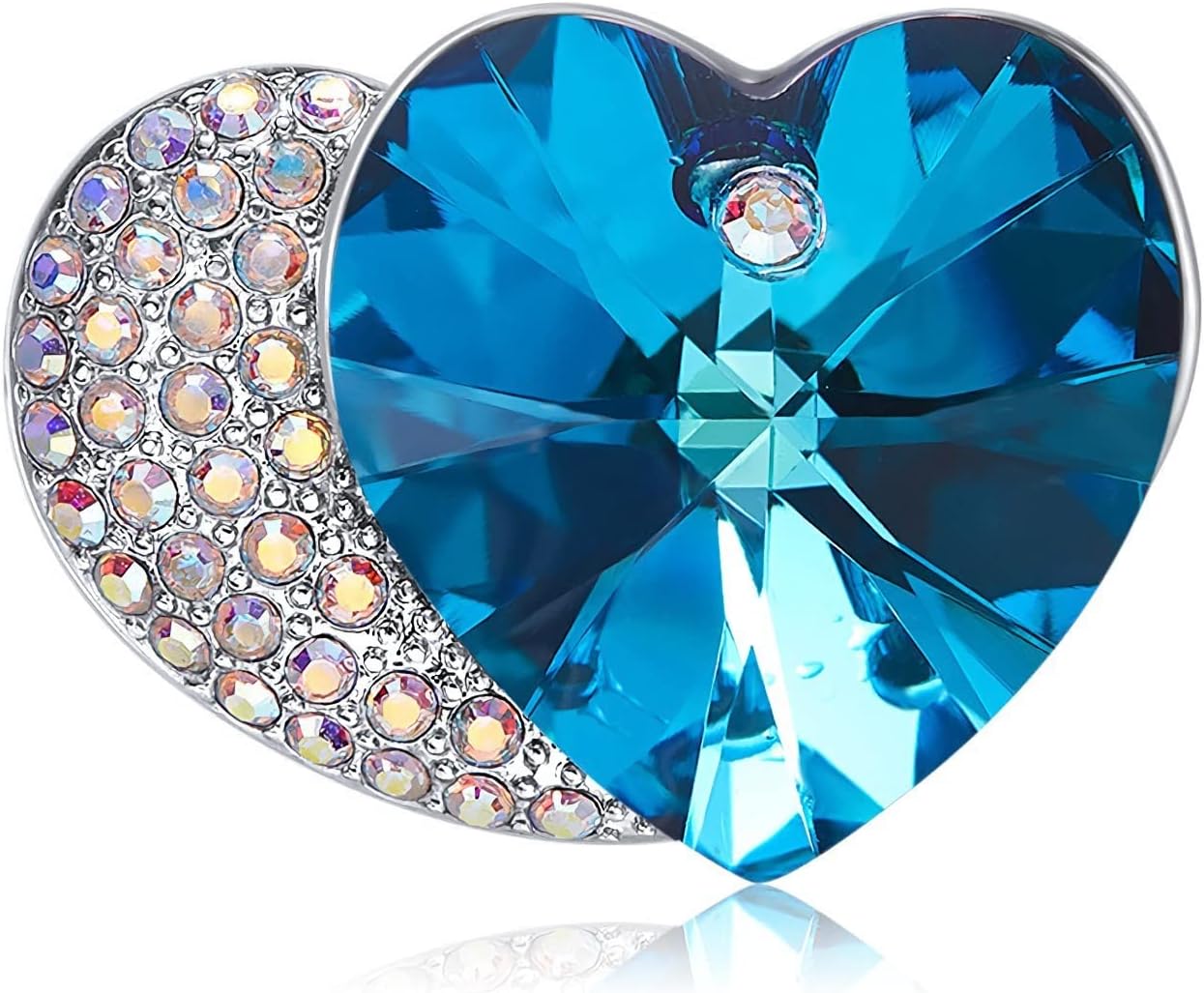 Swarovski Crystals Brooch “Blue Enchantress” Platinum Plated Elegant Heart Fashion Pin Gift for Women Girls for Clothing Bag Decor - Qiaofulicheerfully (Blue-14), crystal, crystal