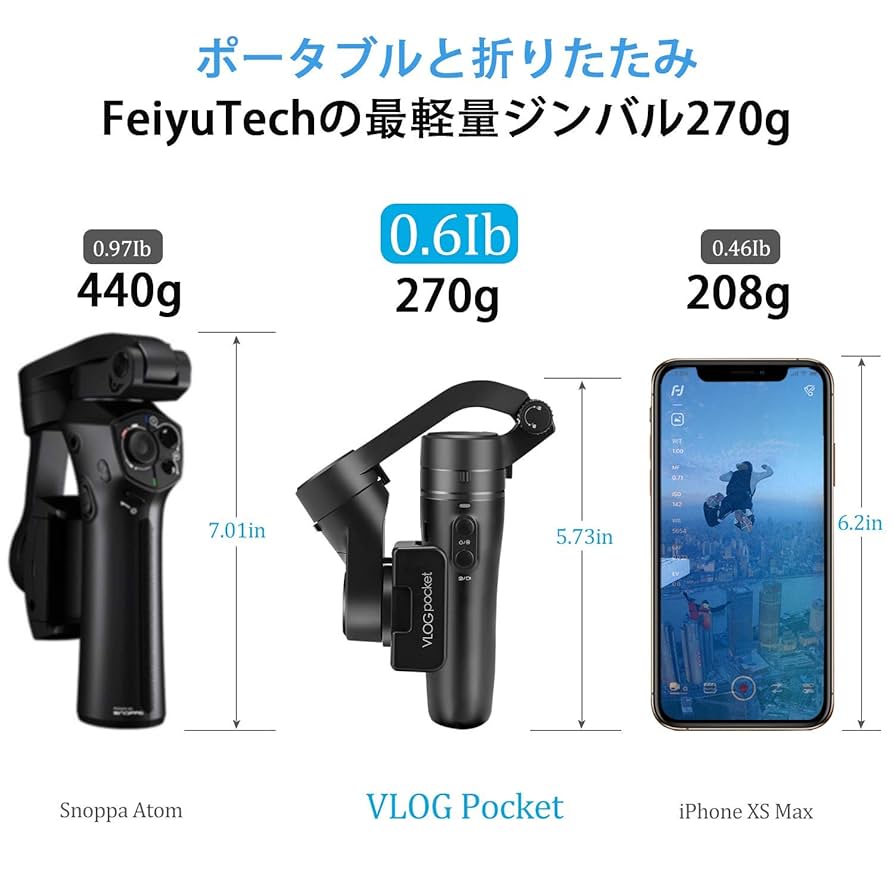 Amazon | FeiyuTech VLOG Pocketスマホジンバル折りたたみ式
