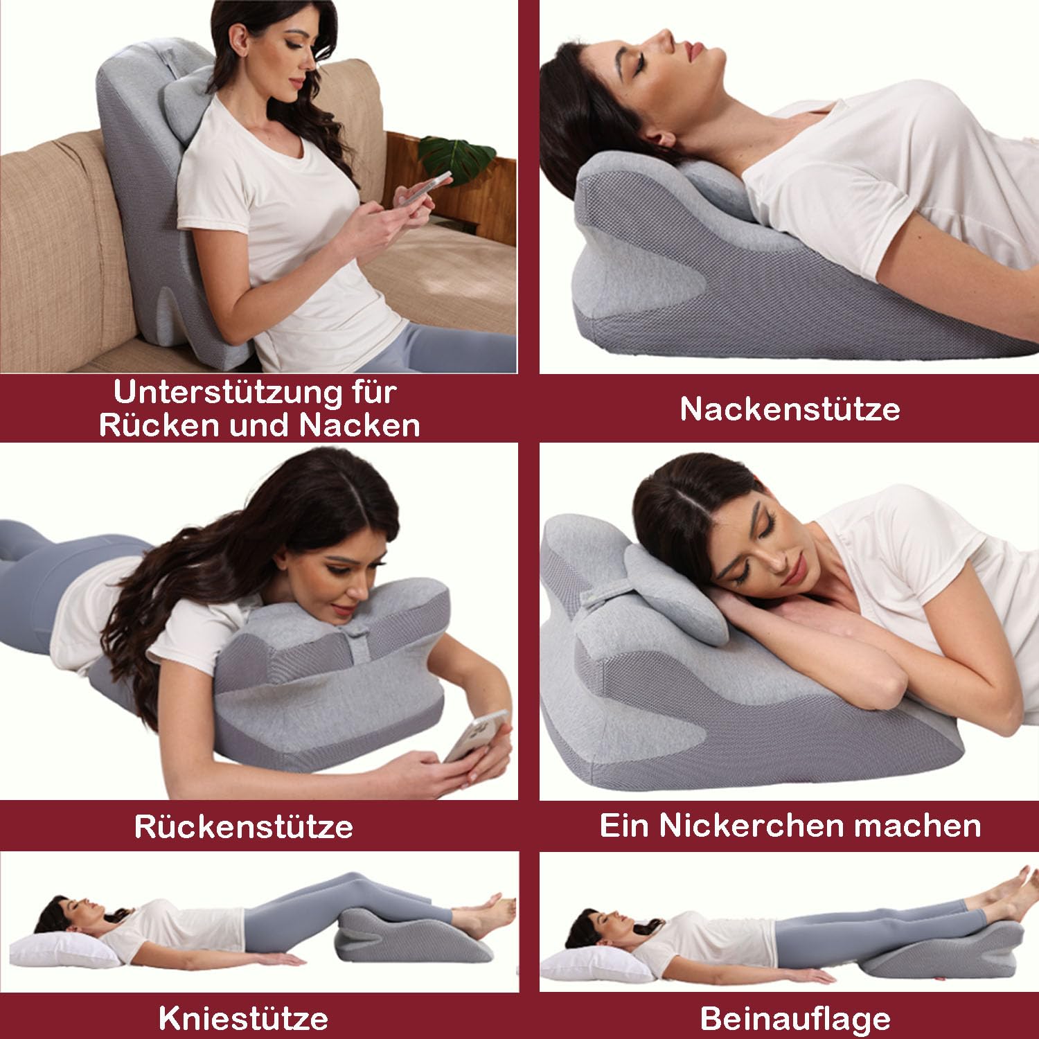 Duscdesp Wedge Pillow Support Cushion,Ergonomic Back Support Pillow,Memory Foam Leg Pillow Reading Pillow,Cuddle Cushion for Adults,Sit up in Bed Pillow Neck Pillow for Sleeping Reading Sitting - Image 3